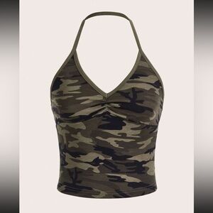 Camo V-Neck Women's Top